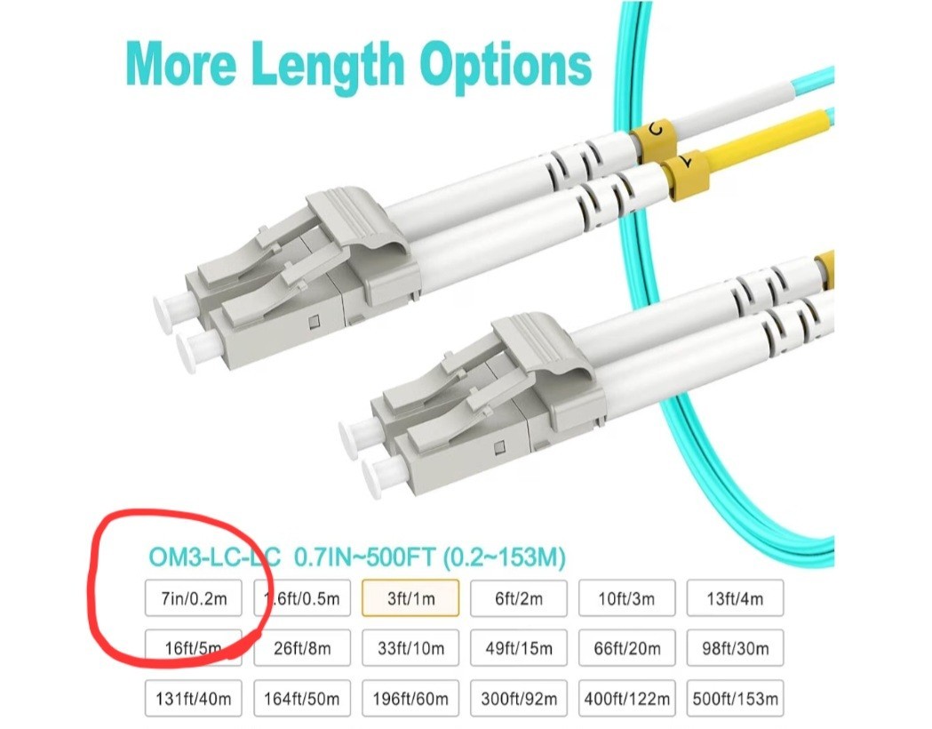 4 PCS LC Multimode Fiber Patch Cables MMF OM4 Optic Duplex 0.66ft/0.2m LSZH