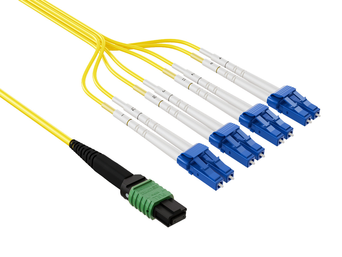 7m OS2 MTP/APC TO 4*LC 8 Fibers Duplex Corning Fiber Breakout Cable Type B Si…