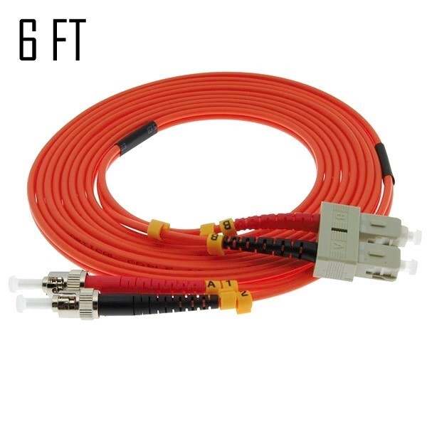 6FT 2m ST to SC Duplex Multi Mode 62.5/125 Fiber Optic Optical Patch Cable Cord