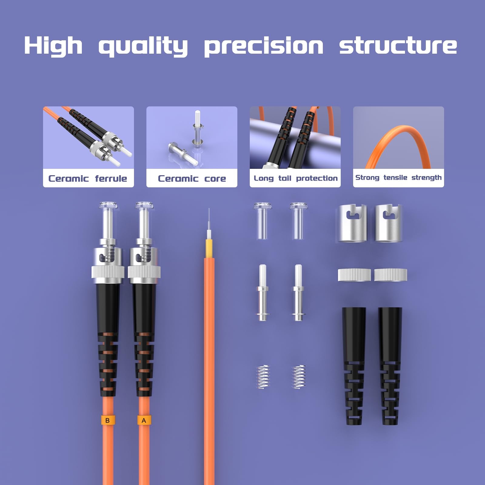 6M 20FT ST/UPCST/UPC MultiMode Fiber Optic Cable OM1 Duplex 62.5/125um