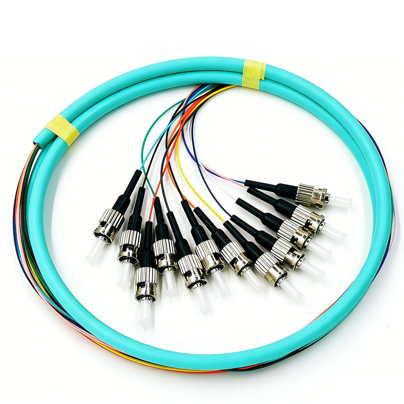 12 Fiber OM3 OM4 Multimode Bunch Pigtail SC LC FC ST UPC 1m Fiber Optic Cable