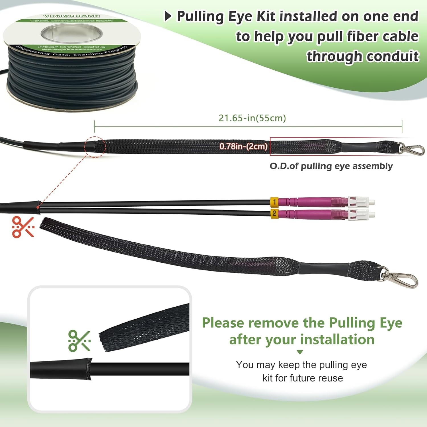 Fiber Optic Cable LC to LC Outdoor Armored Patch OD-5mm Industrial TPU OM4 130FT