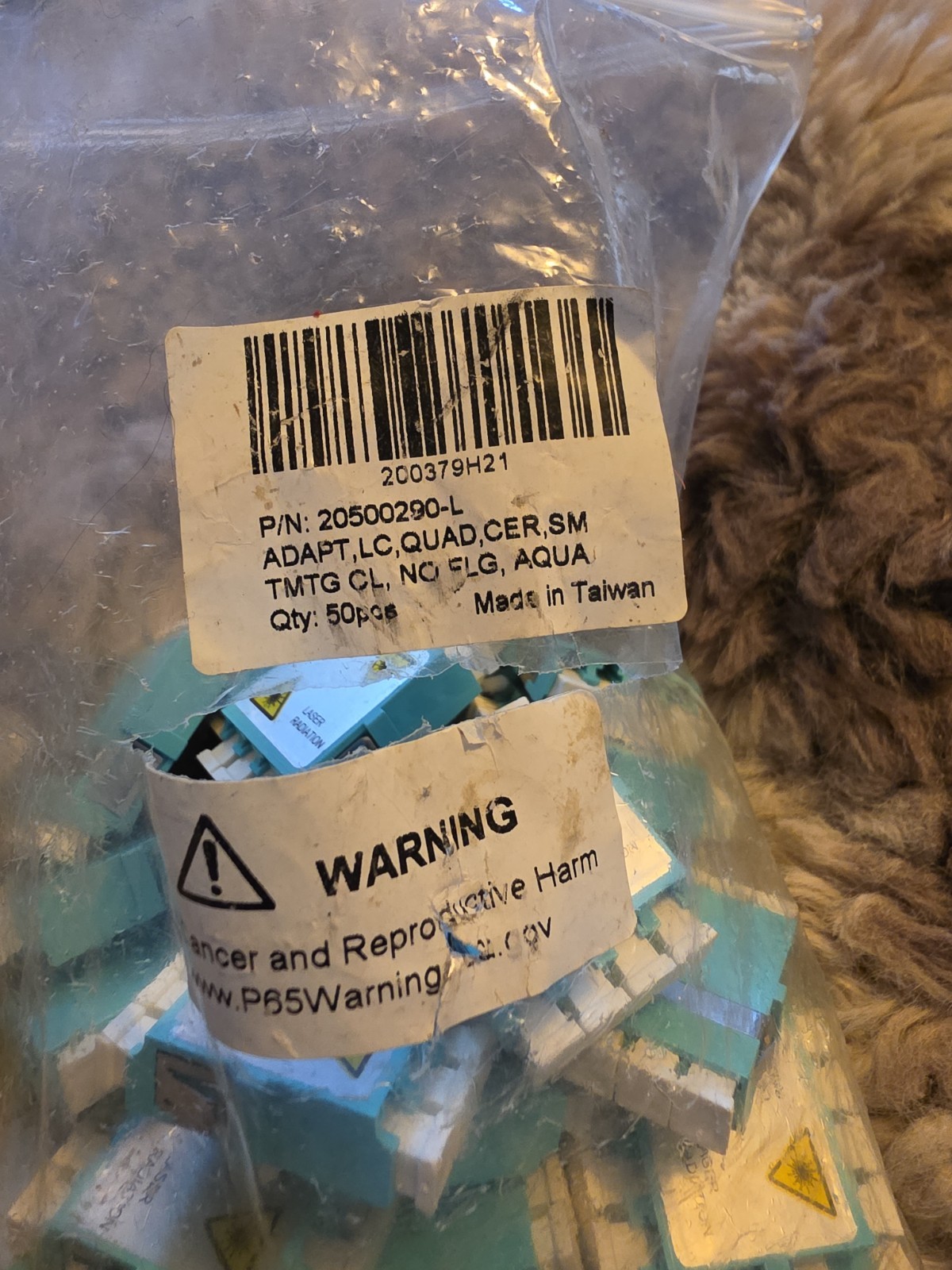 Bulk Lot of 50 LC Quad Fiber Optic Adapters – Aqua Multimode OM3/OM4 No…