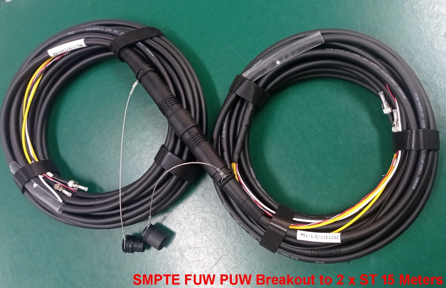 SMPTE Hybrid Cable FUW & PUW Breakout to 2 x Fibers + 4 x Lines 15 Meters(49 FT)