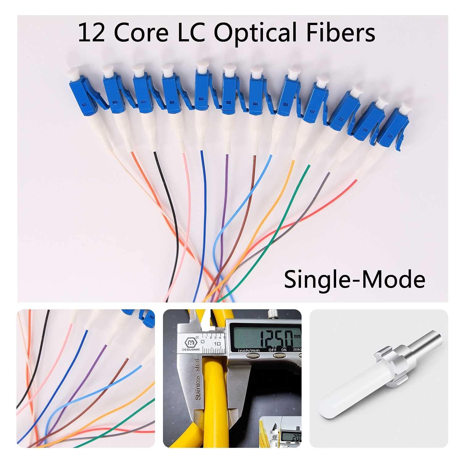 GESD 1.5 Meter 12 Strand SingleMode 9/125 LCUPC Fiber Pigtail, 12 ColorCoded …