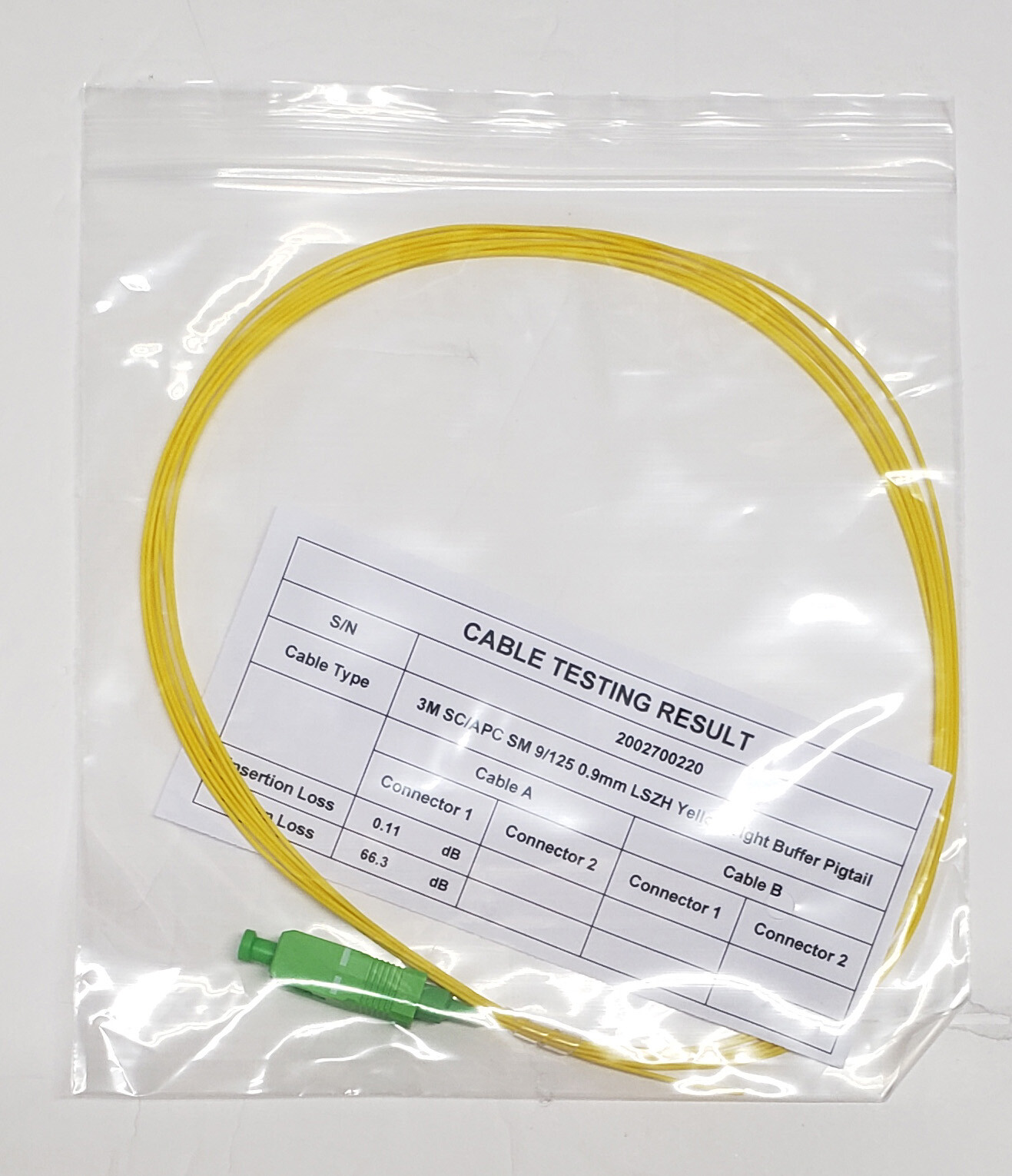 20 Pack – SC/APC Singlemode 9/125 900um Yellow Simplex Pigtails 3 meters Single