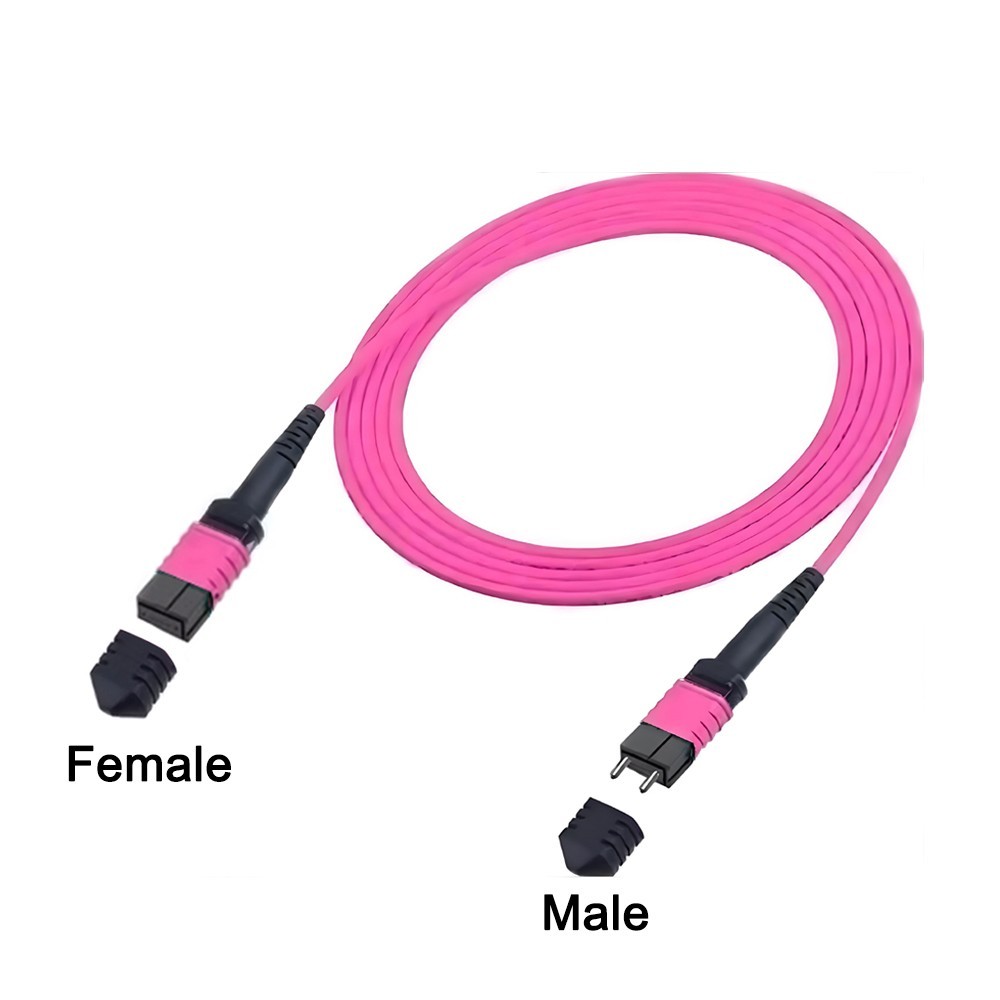 Fiber Optic Patch Cord MPO Male to MPO Female Type B OM4 8 / 12 Core Jumper lot
