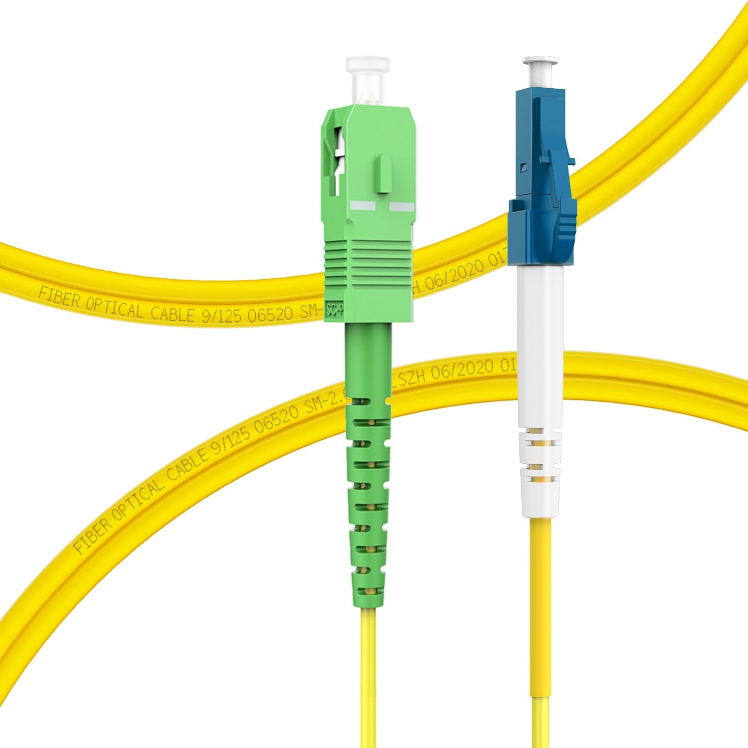 1M 3FT OS2 LC/UPC To SC/APC Fiber Patch Cable Single Mode Simplex Yellow