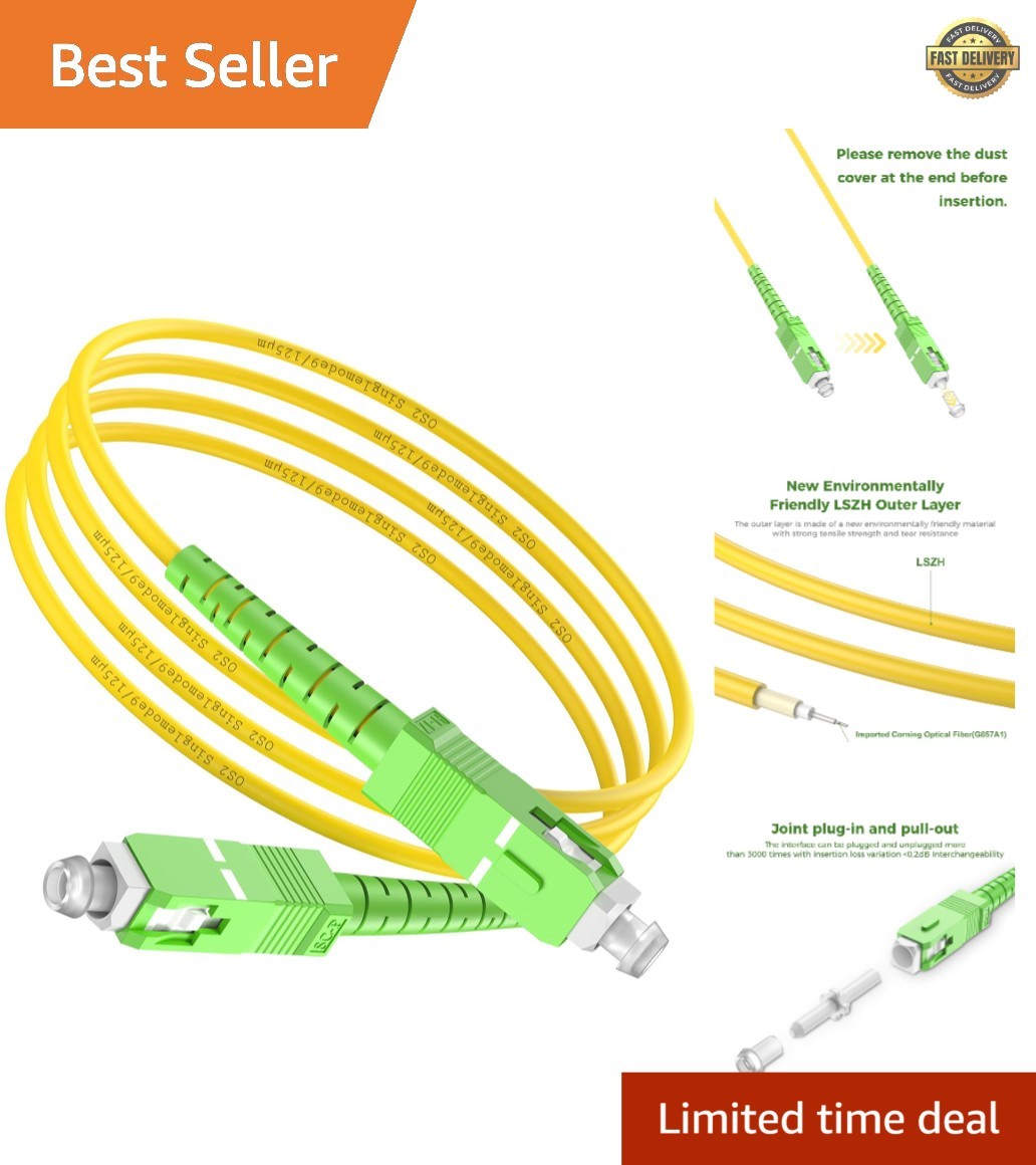 to Single Mode Fiber Optic Patch Cable, 3FT 1m Simplex 9/125um OS1/OS2 LSZH Y…
