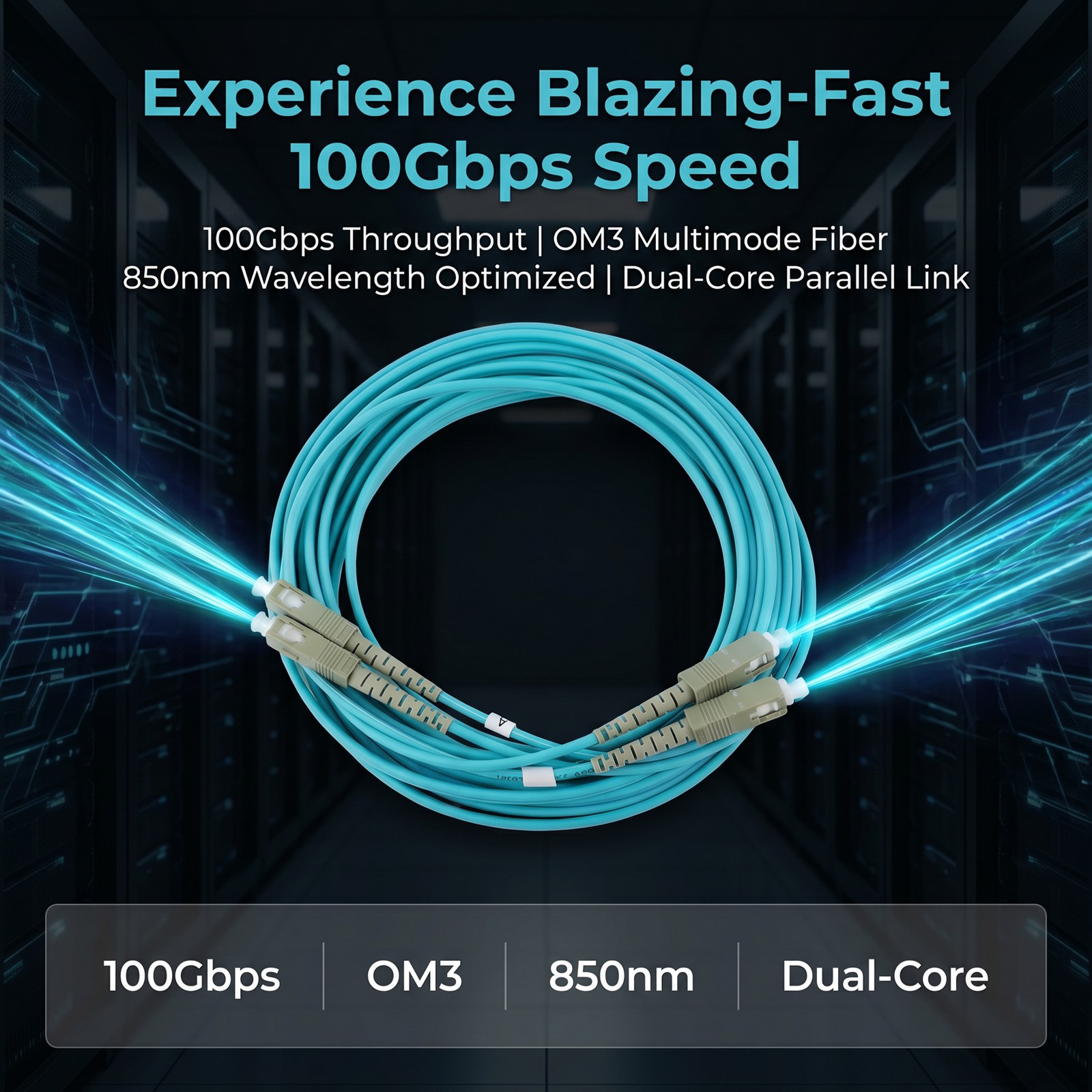 1M-30M SC-SC Duplex Multimode OM3 10 Gigabit Fiber Optic Cable Patch Cord