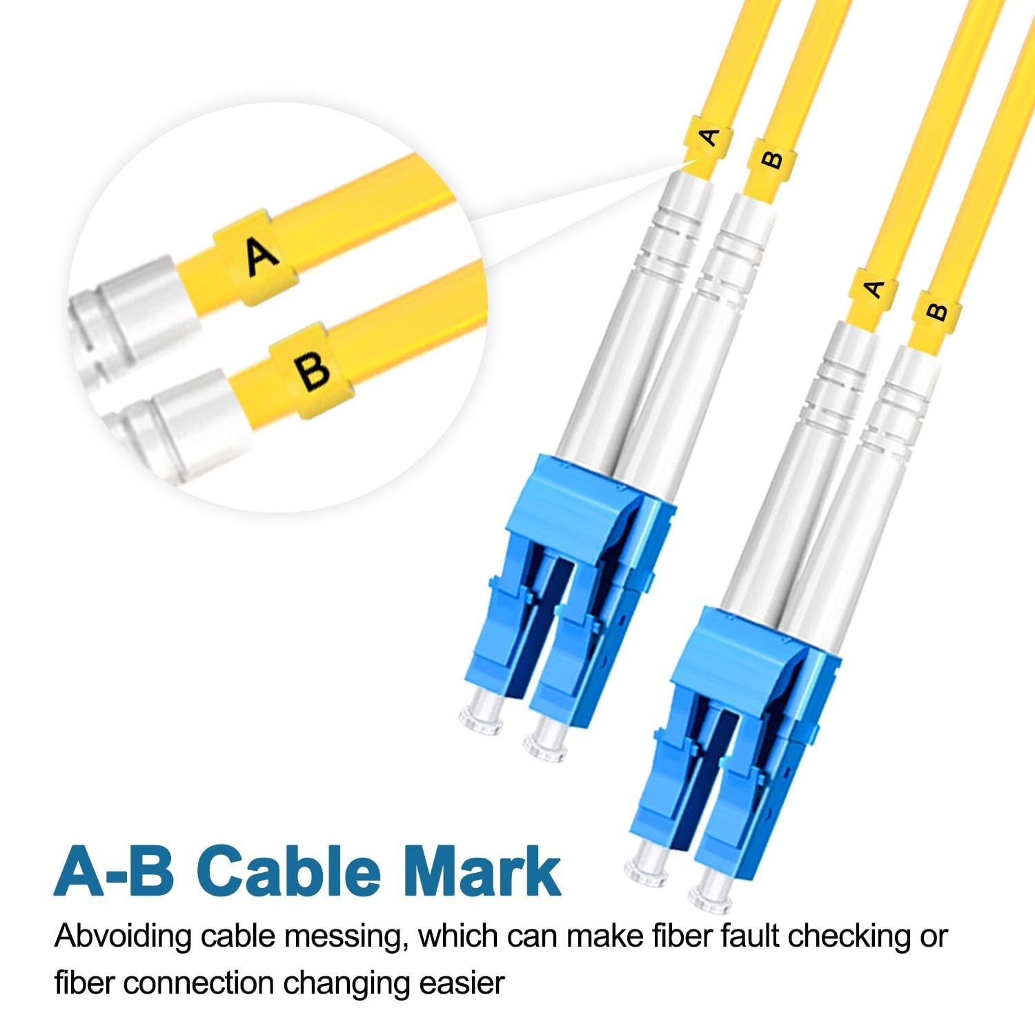 5Pcs 0.3m Duplex Single Mode Fiber Optic Patch Cord LC UPC 9/125μm 1310nm/1550nm