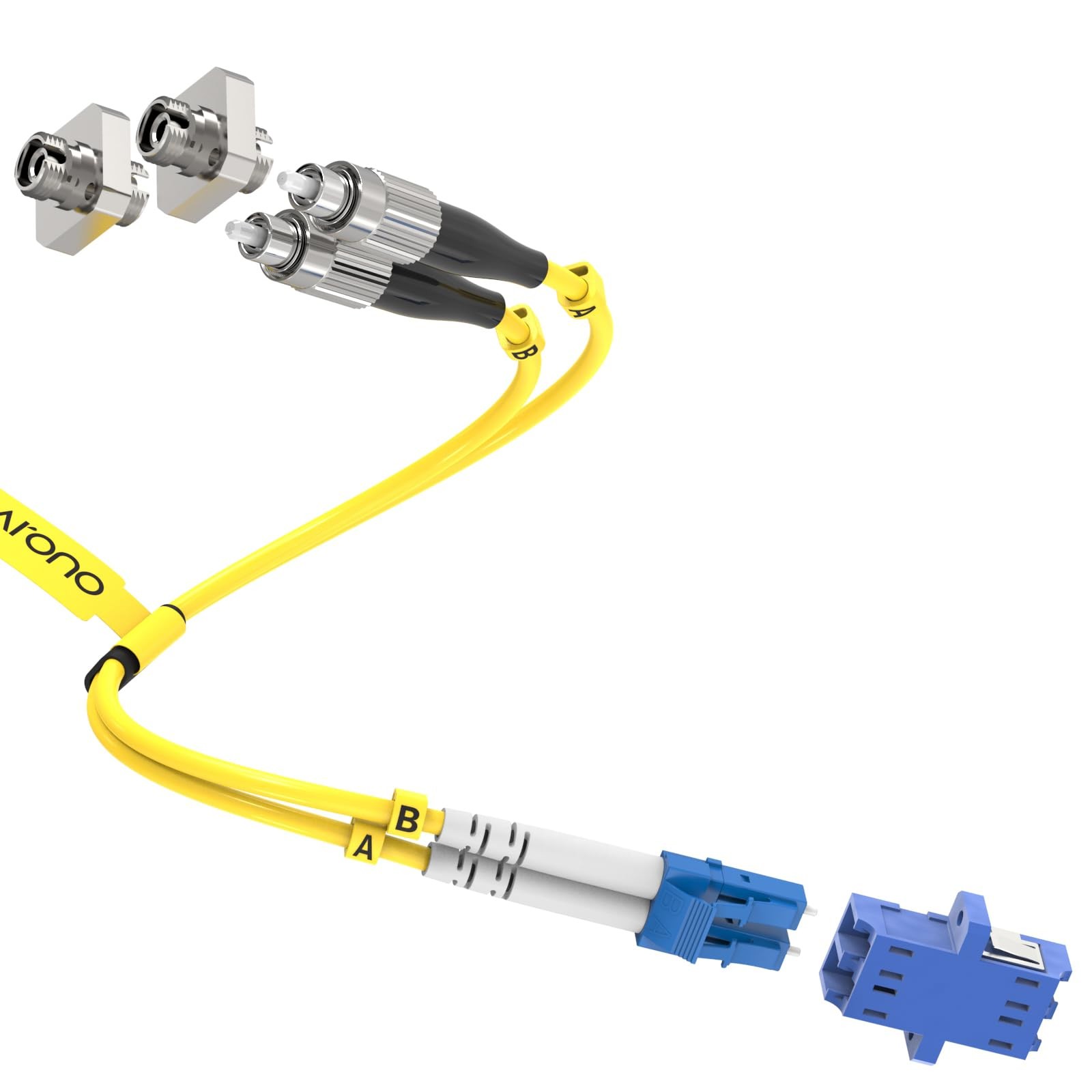 1ft. LC to FC Fiber Optic Adapter Cable, Singlemode 9/125 Duplex Male to Fema…