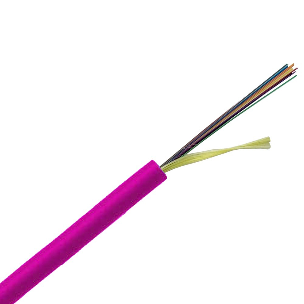 Indoor/Outdoor 6-Strand Multimode OM4 Fiber Optic Cable 10G Magenta – 1000ft