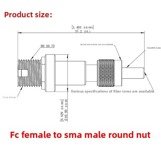 1 pc UV-VIS/VIS-NIR Band FC Female to SMA905 Male Fiber Optic Converter,Adapter