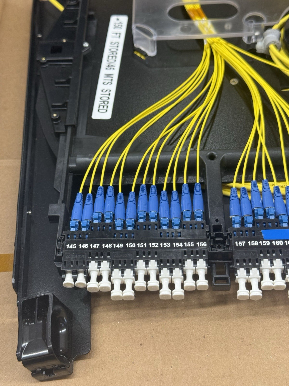 CommScope Loaded Fiber Optic Cable Shelf Patch Panel 150 Ft Stored 46 Mts Stored