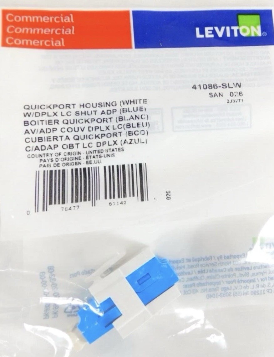 41086-SLW Leviton QuickPort Duplex LC Adapter, Shuttered MM SM, Zirconia Ceramic