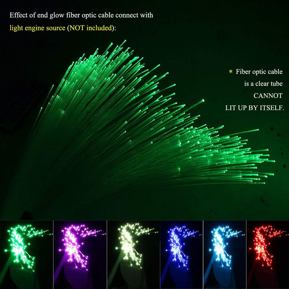 PMMA END Glow Fiber Optic Light Cable 100Pcs Ф0.03In(0.75Mm) 6.5Ft/2M