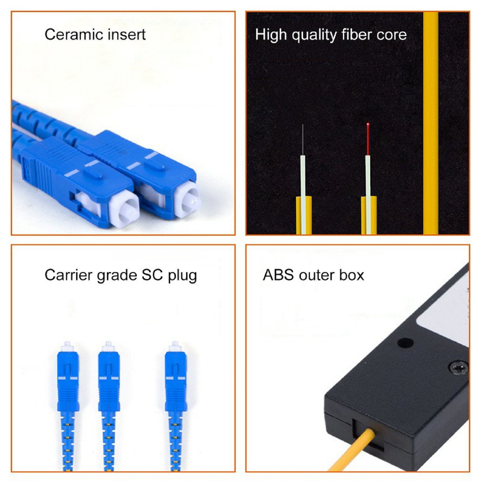 1X2 1 To 2 Fiber Optical Splitter Coupler Cable SC UPC FBT Signalmode Coupling