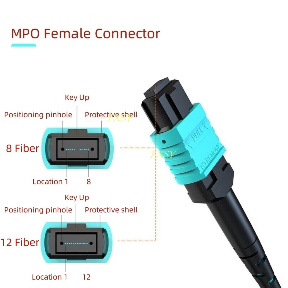 1-20M MPO to MPO OM4 Fiber Optic Patch Cord 8|12F Type B Female-Female MTP lot