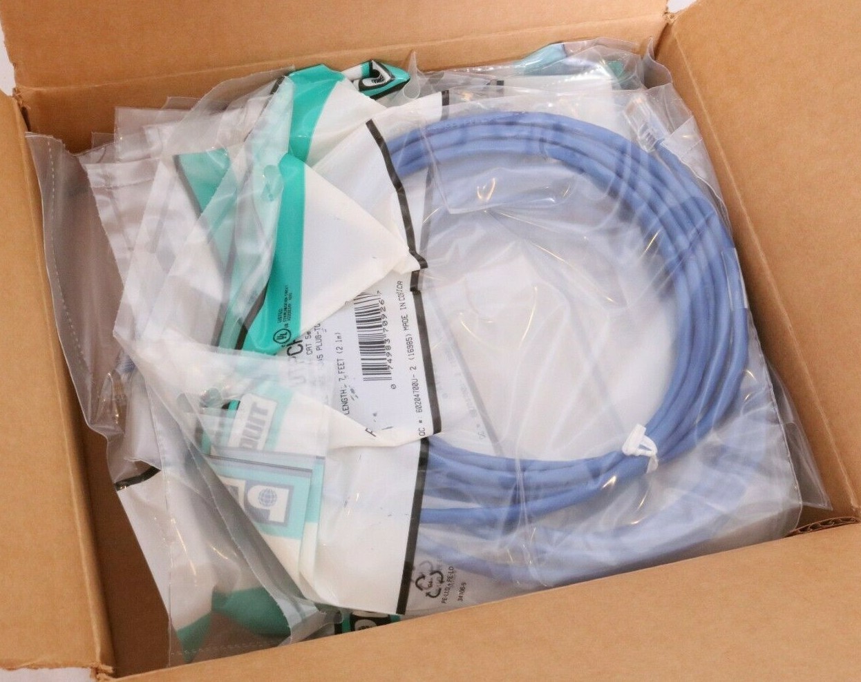 Lot of 10 Panduit Pan-Net UTPCH7BU POWERSUM+ CAT 5e 8 Conductor 7 ft Patch Cords