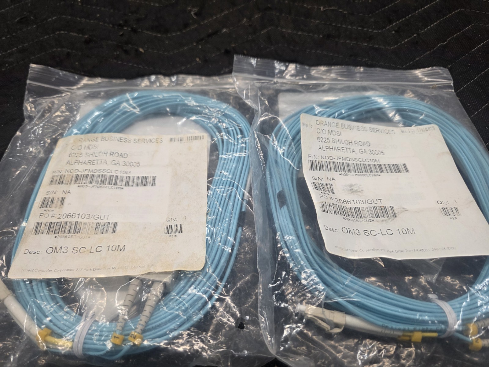 2) LC to SC Multimode Duplex OM3 50/125 10m Blue Fiber Optic Cable
