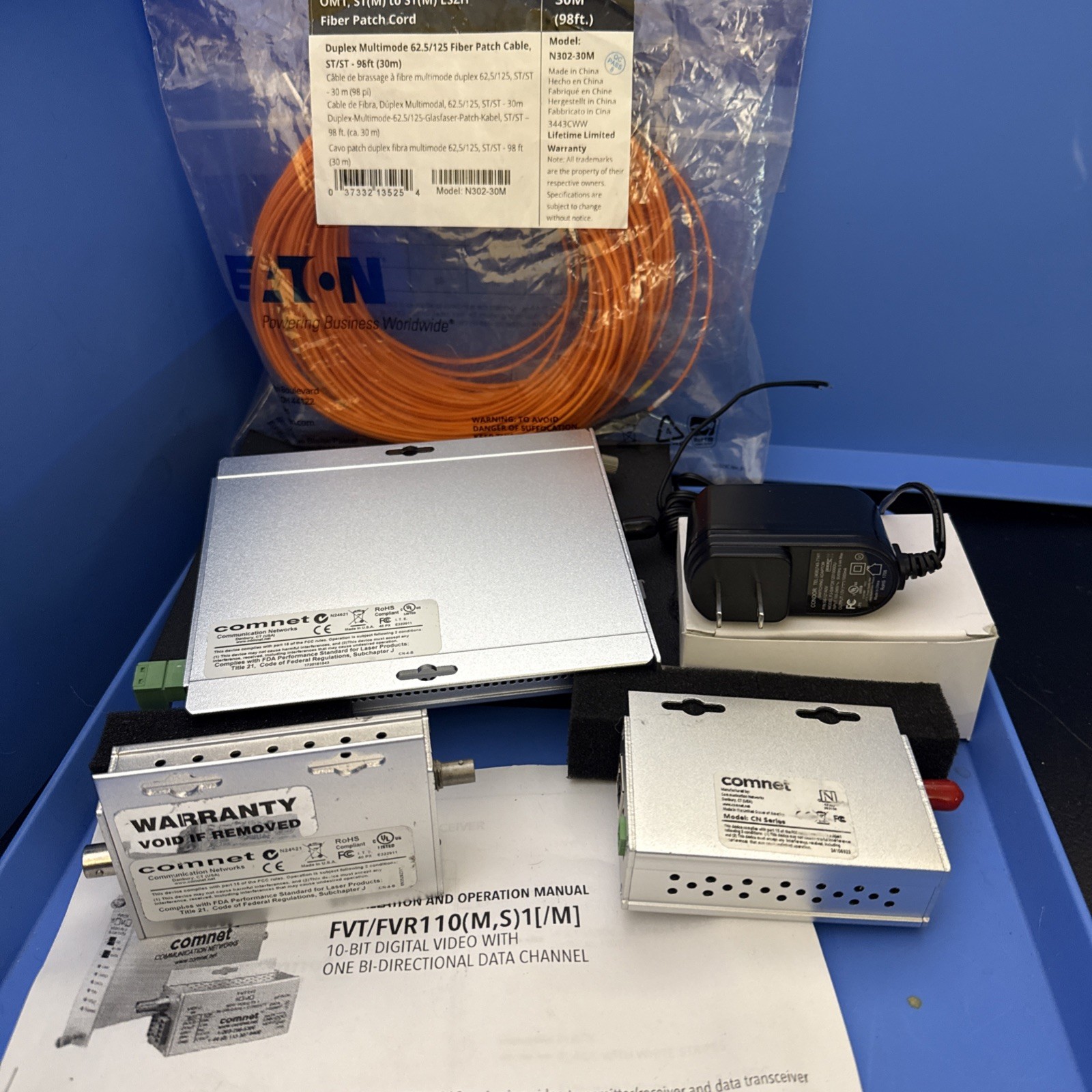 COMMNET DEVICES AND FIBER JUMPER LOT OF 5 PIECES