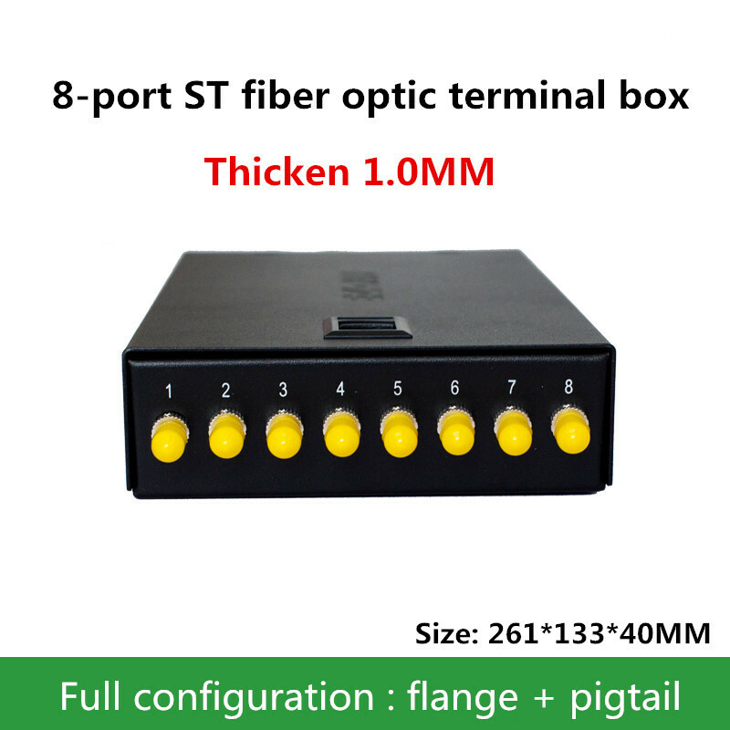 8-port ST fiber optic terminal box thickened 1.0MM including flange + pigtail