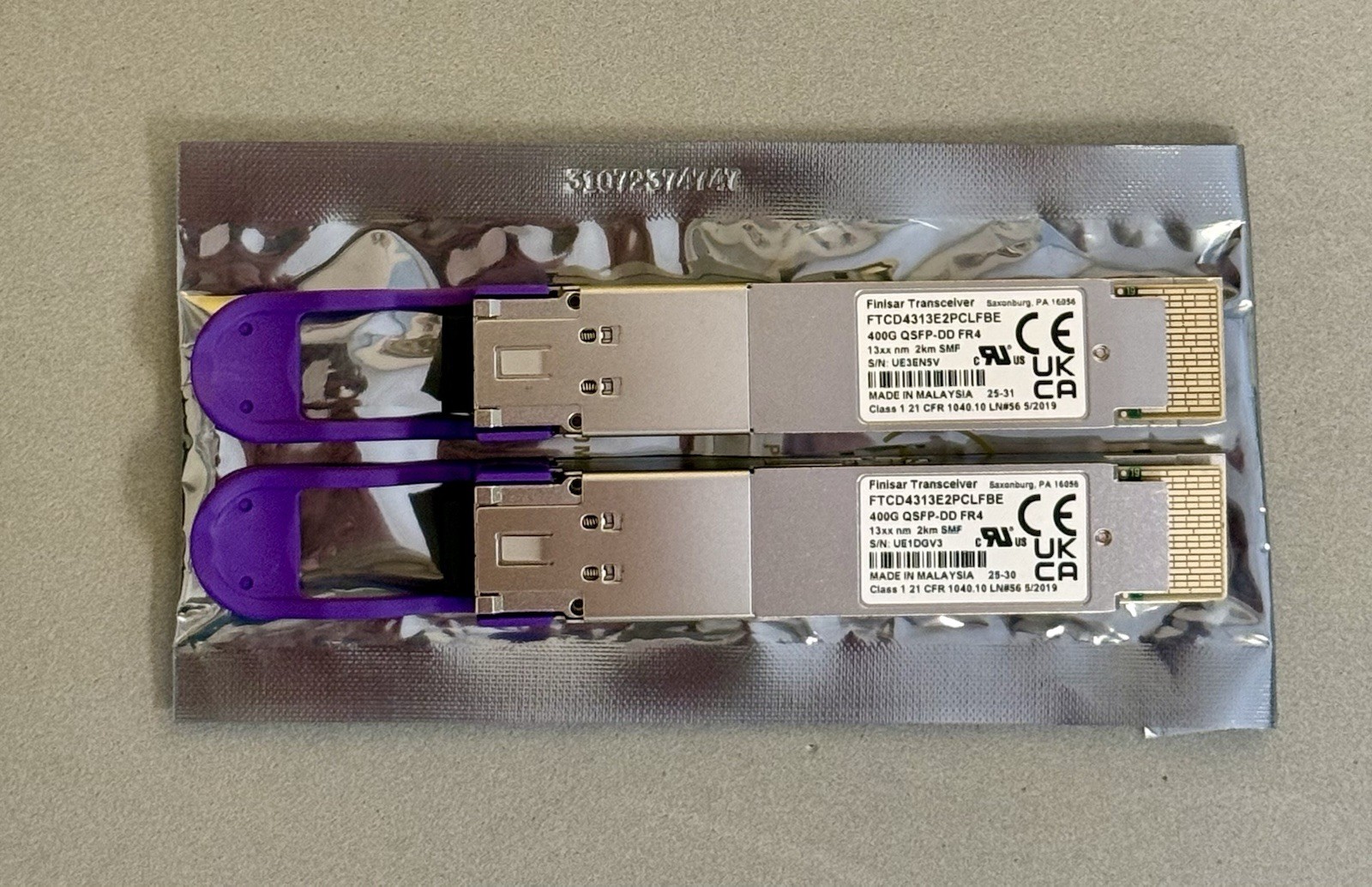 {2x}FINISAR FTCD4313E2PCLFBE 400G QSFP-DD FR4 13XX nm 2km SMF Transceiver Module