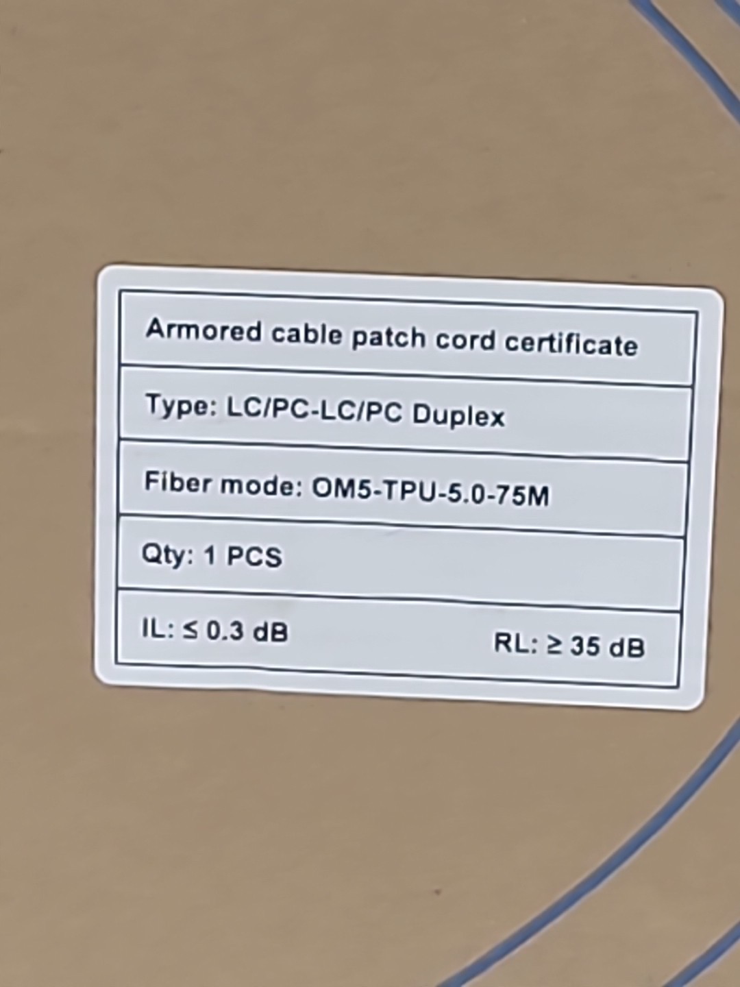 250FT/75m OD-5mm Industrial OMP TPU 5.0 LC/PC To Lc/Pc Duplex
