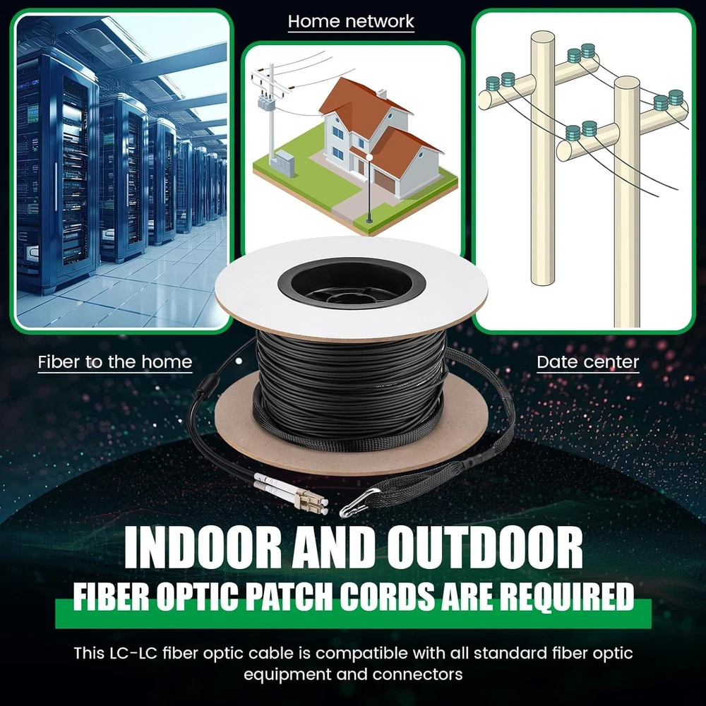 500Ft (150 Meters) OM3 Fiber LC to LC Multimode Outdoor Armored Fiber Optic Cabl