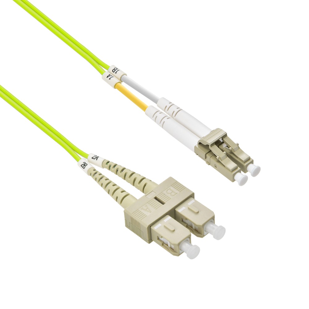 5 Pack of 7m LC/UPC-SC/UPC OM5 Multimode Duplex OFNR 2.0mm Green Fiber Optic Pat