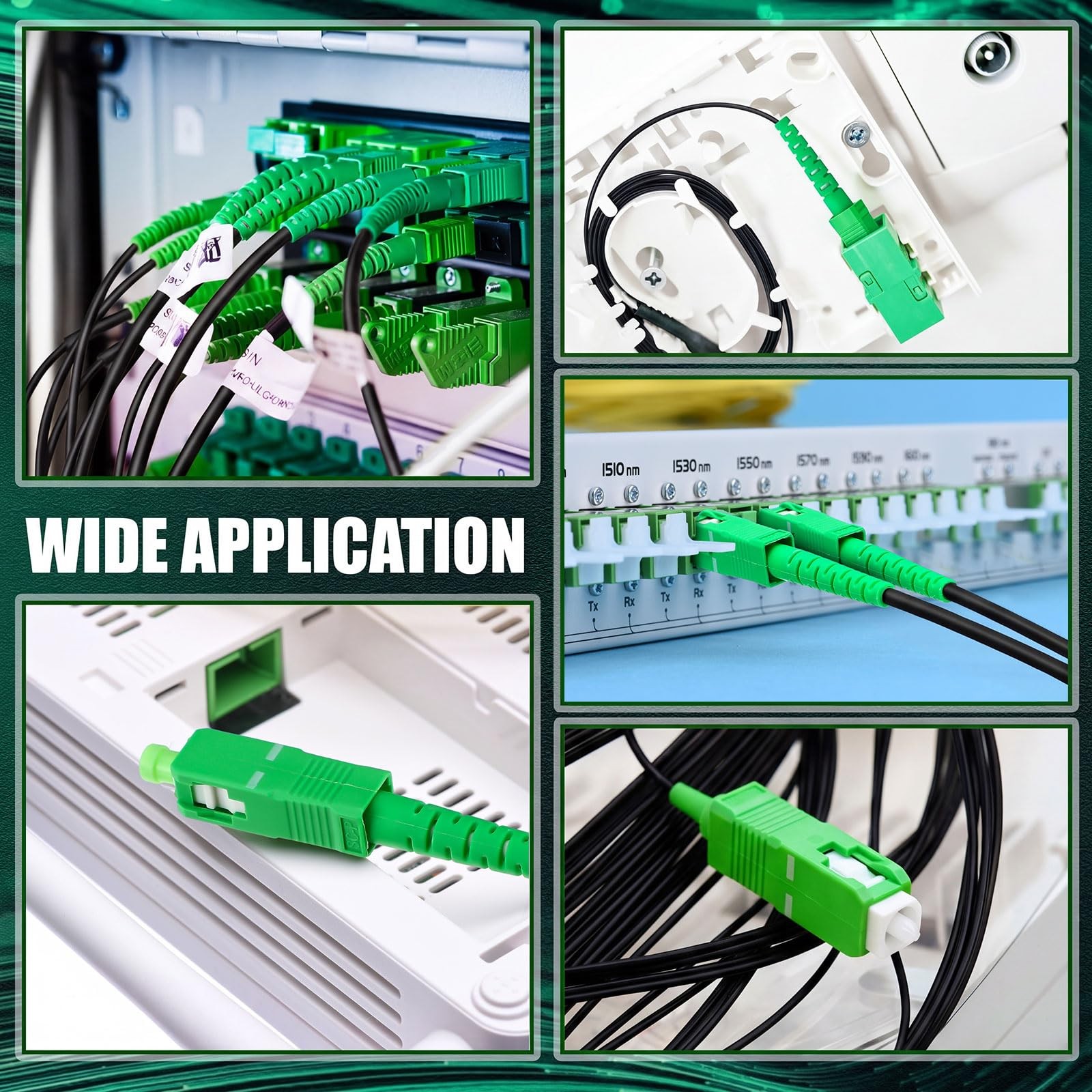 10 PCS 6ft 2m SC/APC Fiber Optic Cable Single Mode 9/125um OS1/OS2 Black