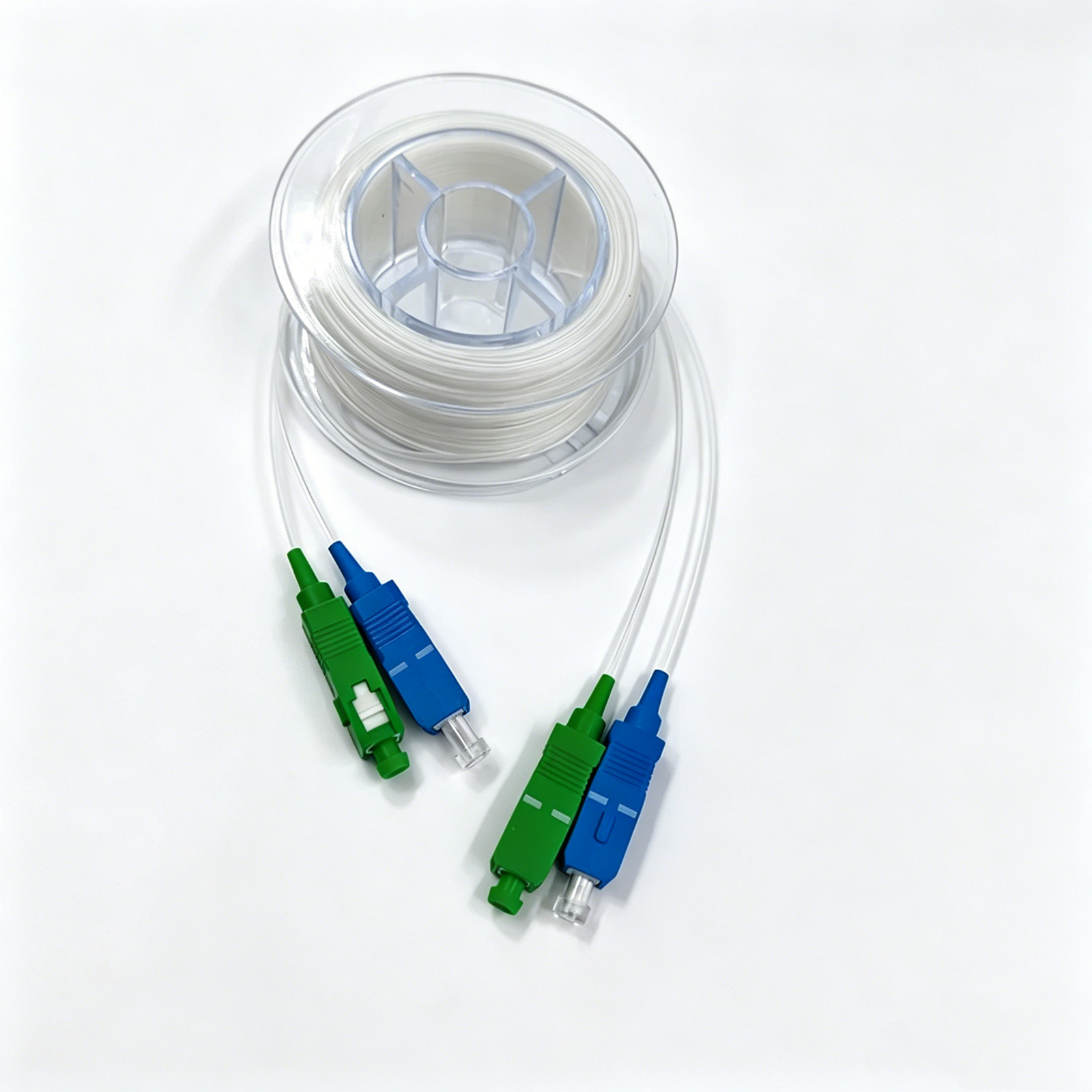 LC-LC SC-SC transparent patch cord drum duplex G657A2 10m-100m fiber optic cable