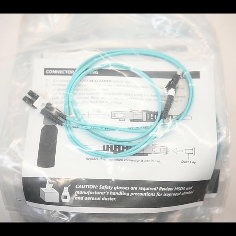 NEW Corning Aqua 1m LC-LC Duplex 50/125 OM3 Multimode 10GB Fiber Cable Uniboot