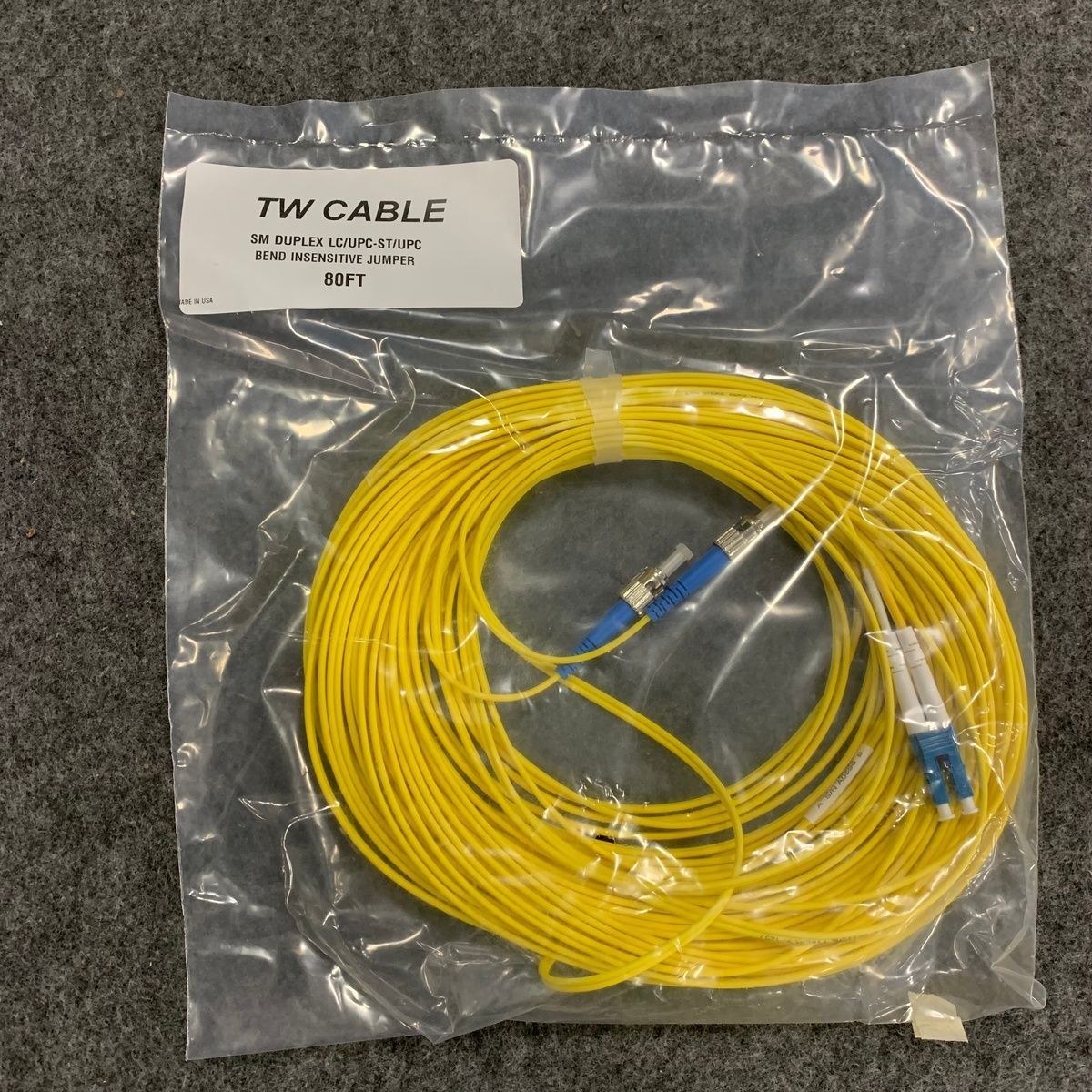 TW CABLE 80 ft. Single Mode Duplex Jumper Cable, Yellow