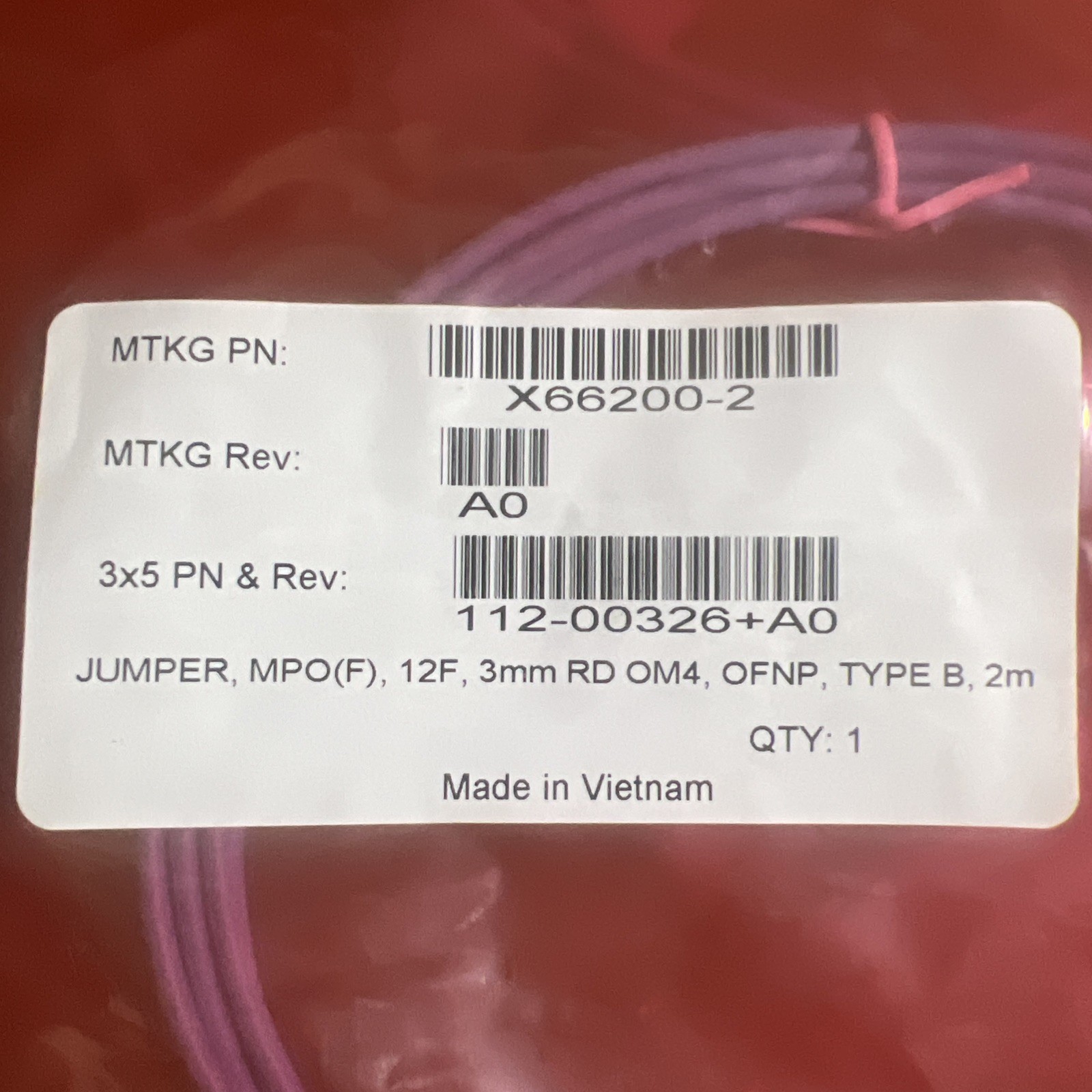 MPO Fiber Optic Cable 2M/6FT – Enterprise Grade | NetApp X66200 **LOT OF 12**