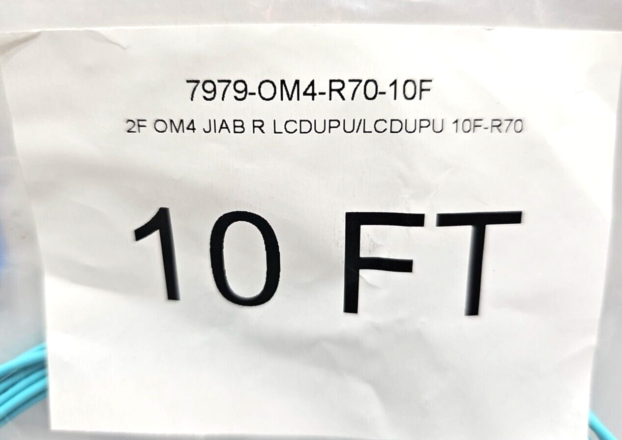 Lot of 8 CORNING 10ft, 2F OM4 JIAB R LCDUPU/LCDUPU Fiber Optic Cable 7979-OM4-..