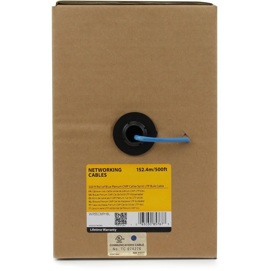 Startech WIR5ECMPHBL 500ft Blue Plenum CMP Cat5e Solid UTP Cable