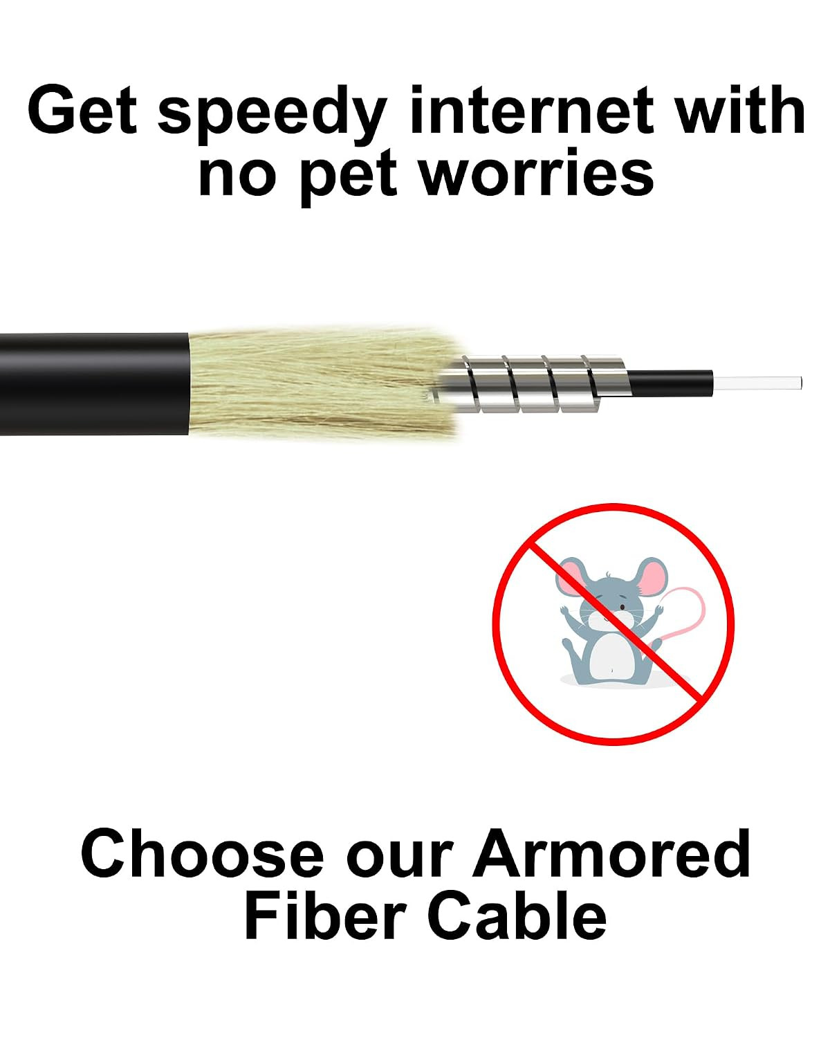 30M SC/APC Fiber Optic Internet Cable 100Ft, Outdoor Armored SC/APC Fiber Patch