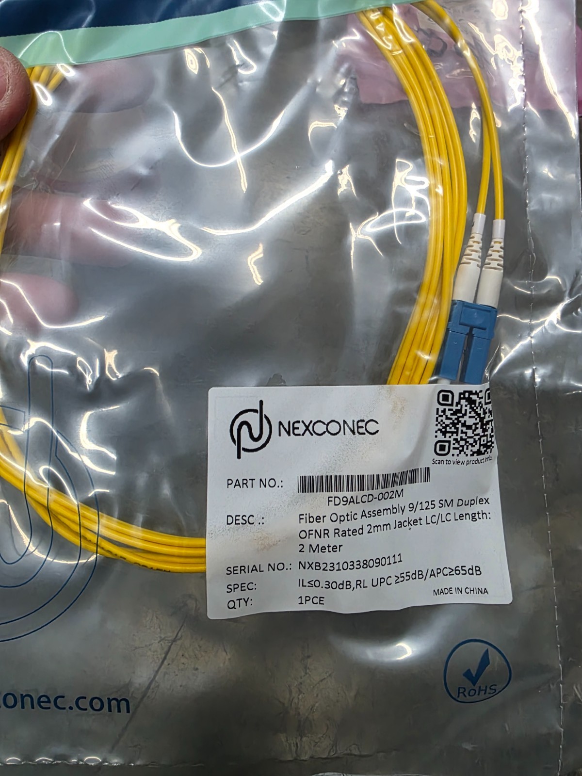 Lot of Nexconec 2m SM LC Fiber patch cable