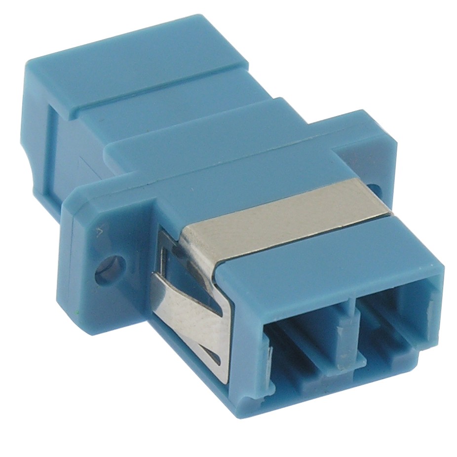 10 Pack of LC/UPC Singlemode Duplex Fiber Optic Coupler with Flange, Blue