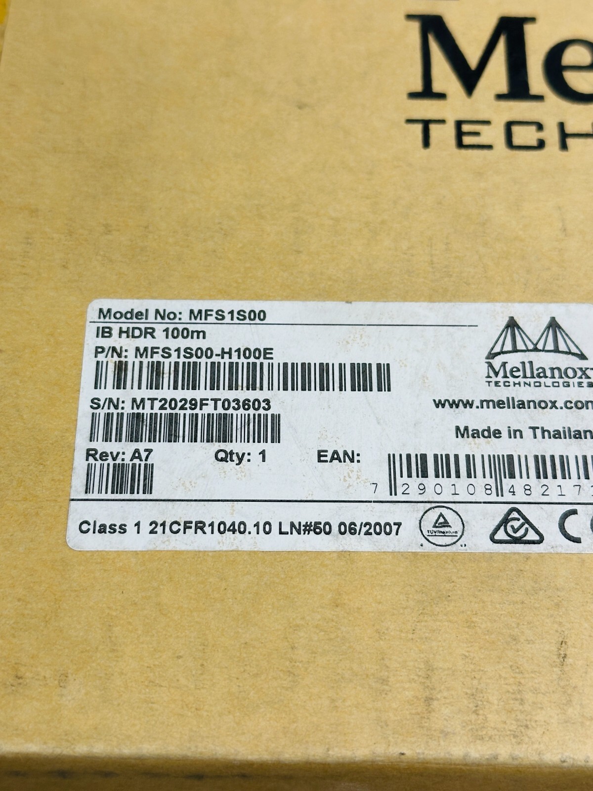 NEW – Mellanox MFS1S00 IB HDR 100M Optical Cable – FREE SHIPPING