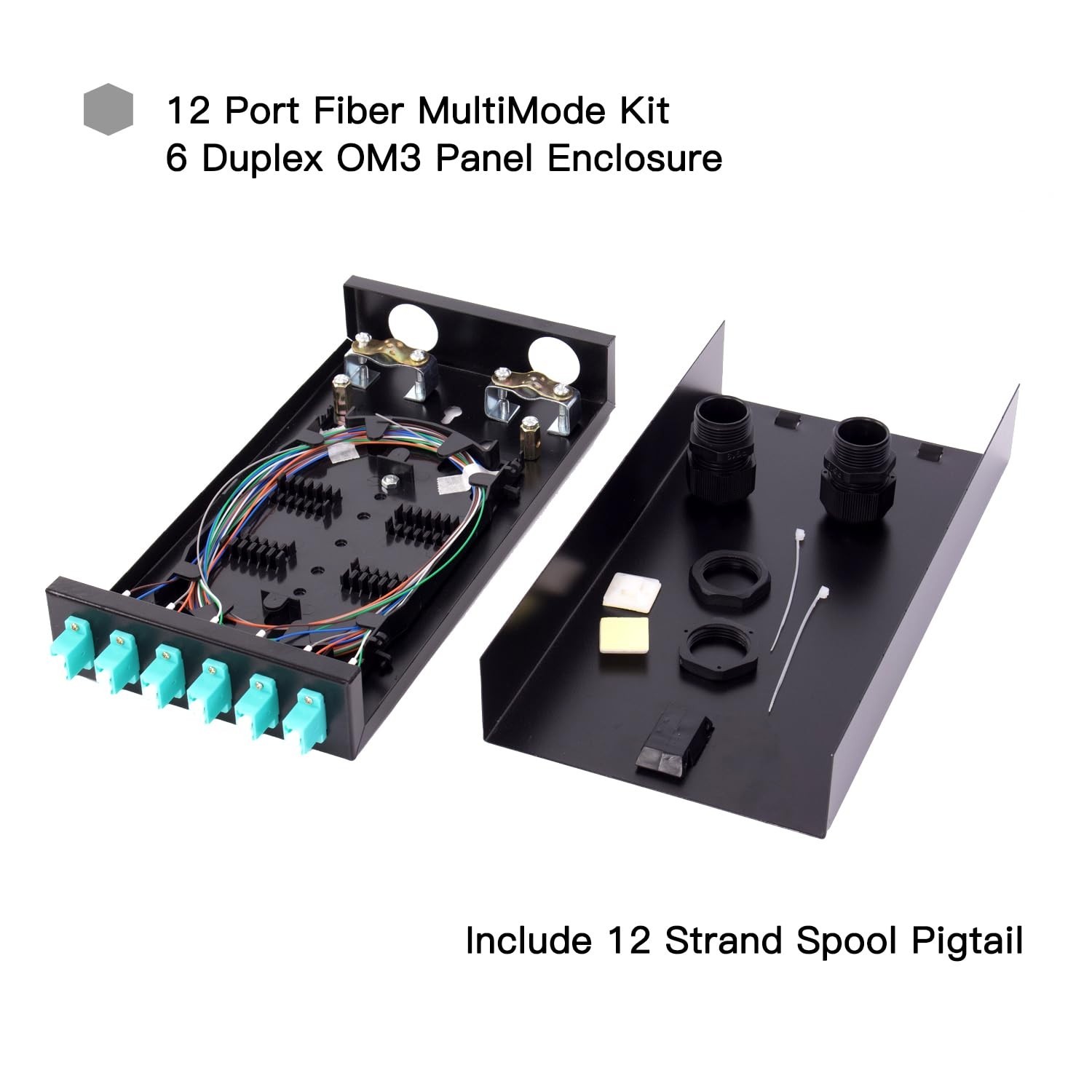Durable 6 Port Duplex LGX Fiber Enclosure Kit: 12 Strand LC Pigtails Included