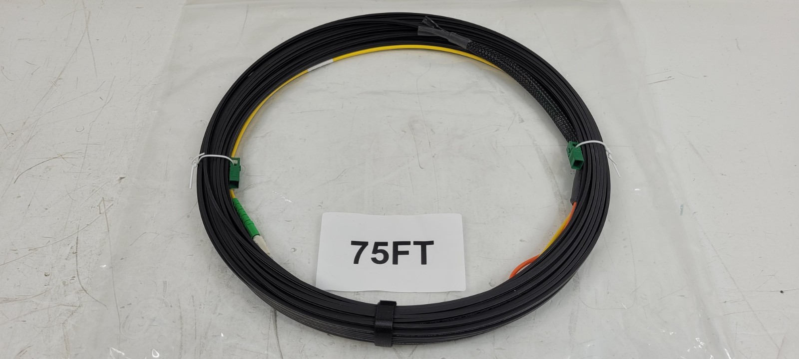 (QTY. 15) CORNING 3M Clear Fiber Drop Patch Cord SF SC/APC 75FT BLACK NEW