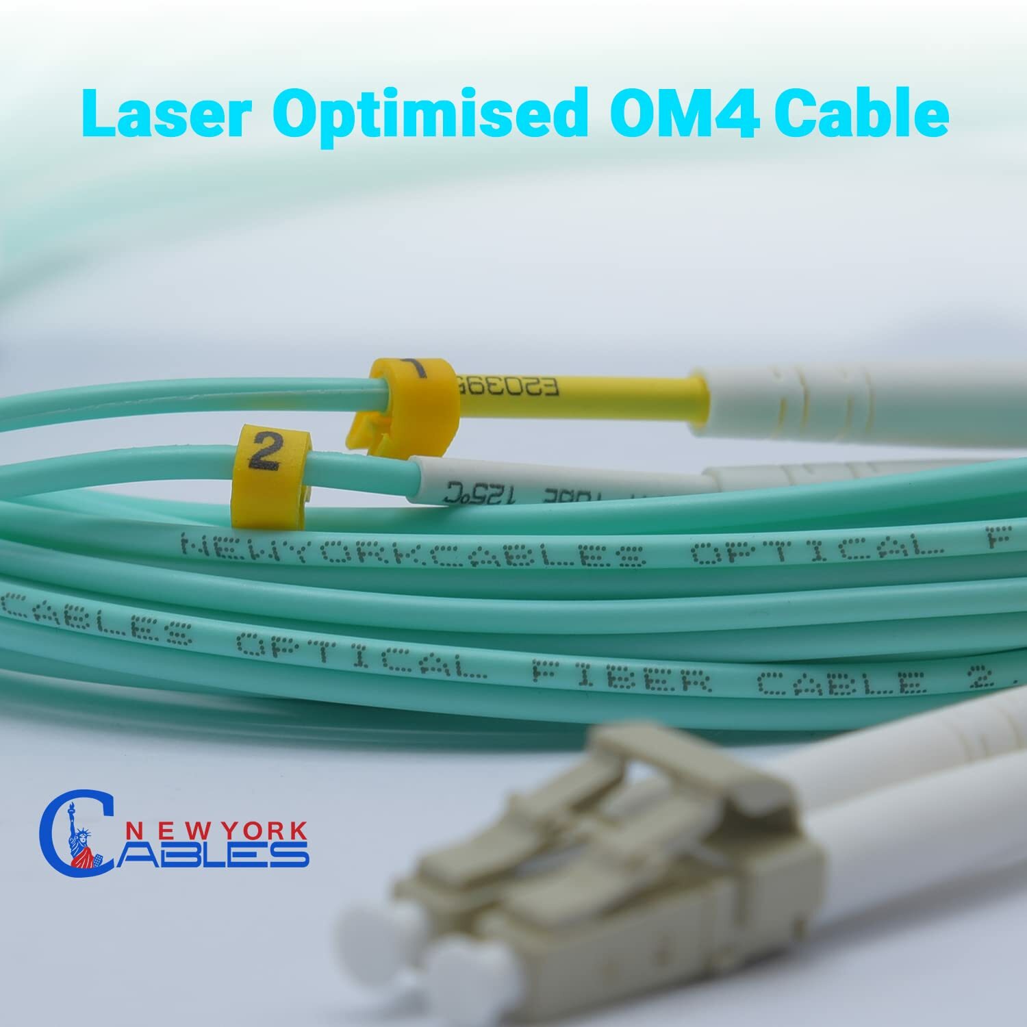 OM4 LC to LC Fiber Optic Patch Cable Multimode Duplex 50/125 Aqua LC LC 1M-15M