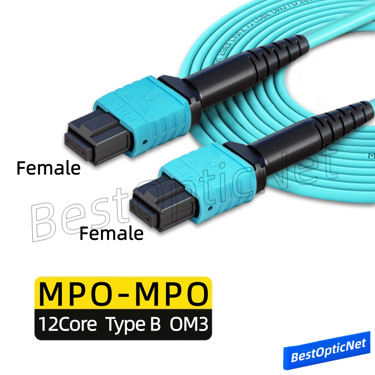 1-50m MPO Male to MPO Male 12 Core OM3 Fiber Optic Patch Cord Cable 40G 100G Lot