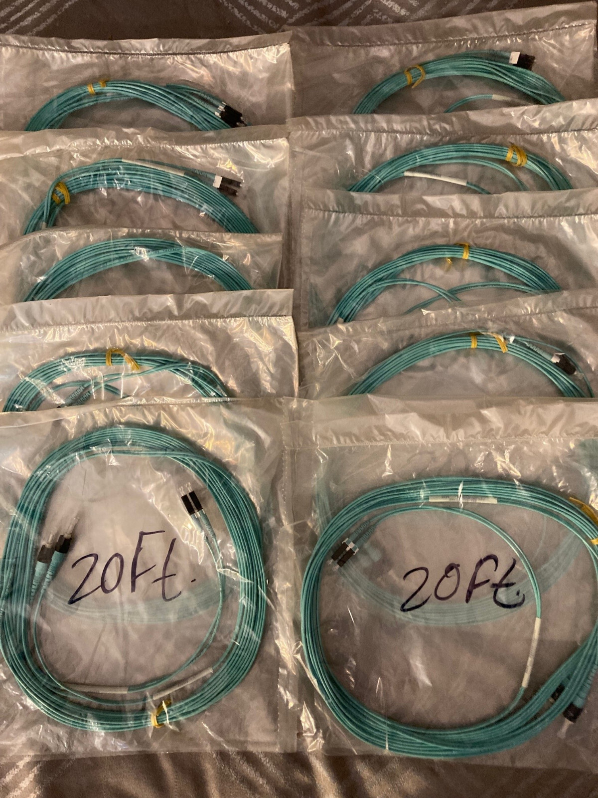 LOT OF 10 – Anixter 6M 20FT LC to ST Duplex Multimode Fiber Optic Optical Cables