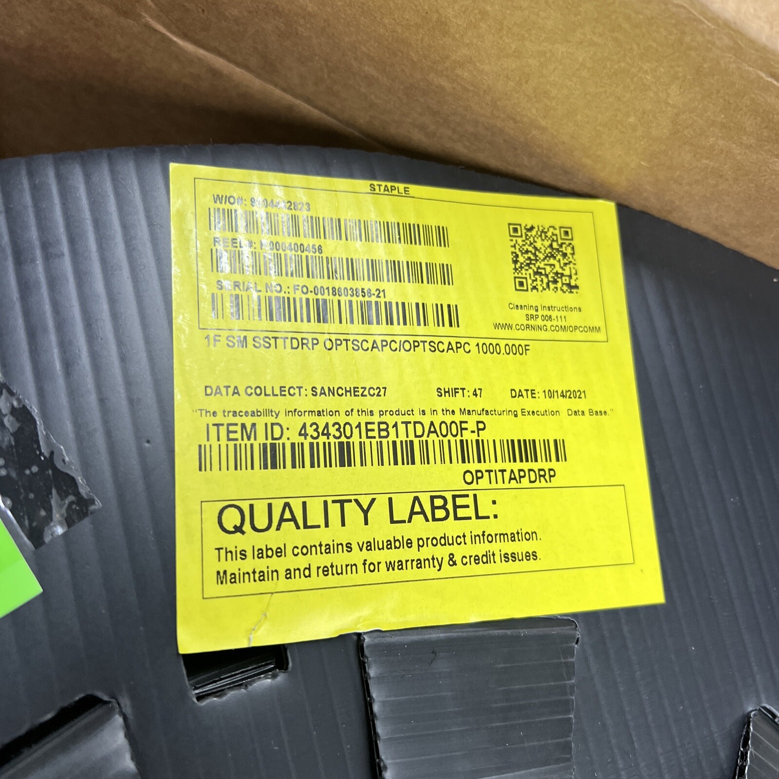 Corning OptiTap SST-Drop Toneable Cable Assembly, 1000 ft. L 434301EB1TDA00F-P