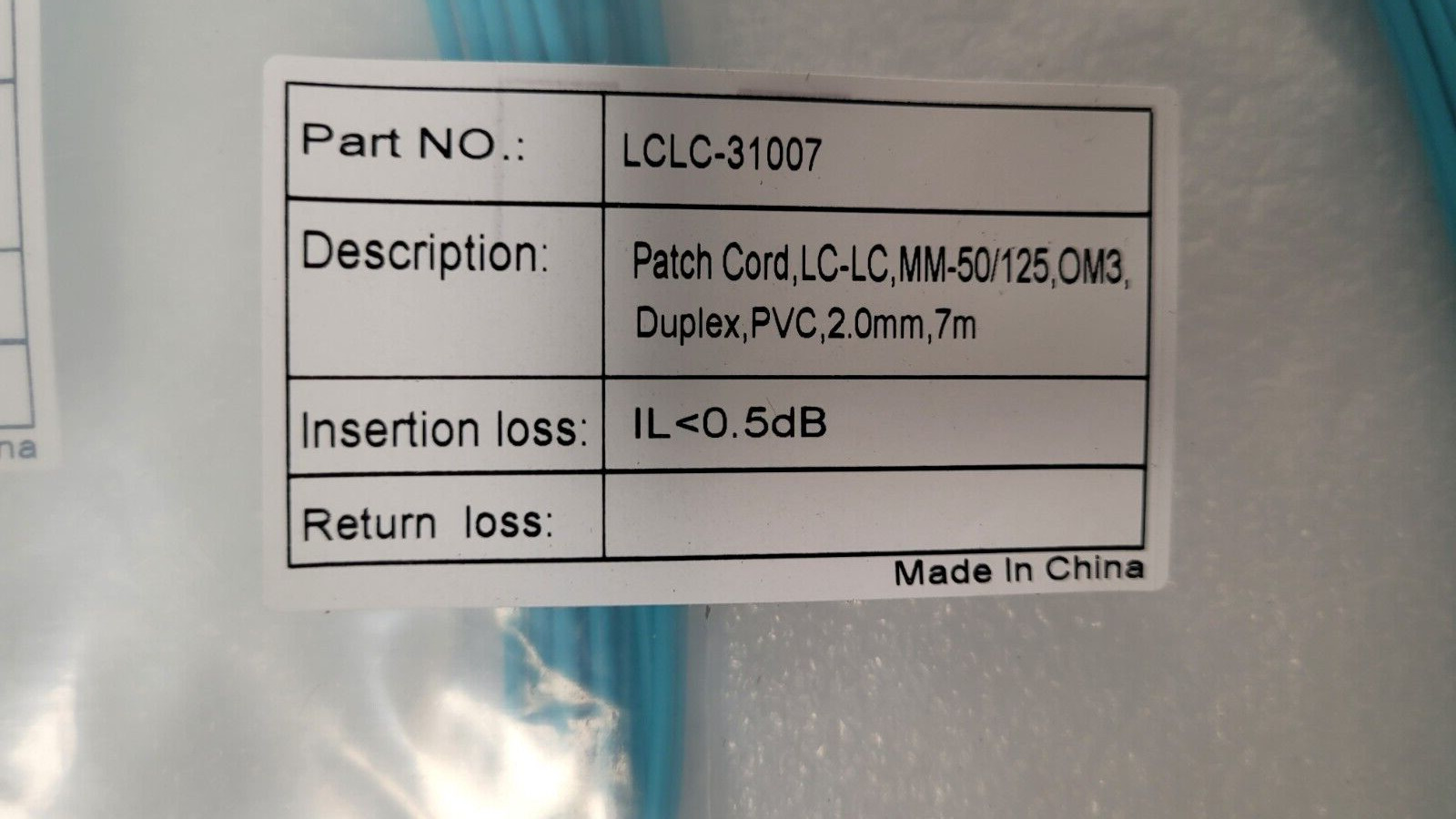 Lot of 3 LCLC-31007 10 Gigabit LC/LC Multimode Duplex, 50/125 22.9-Feet 7m
