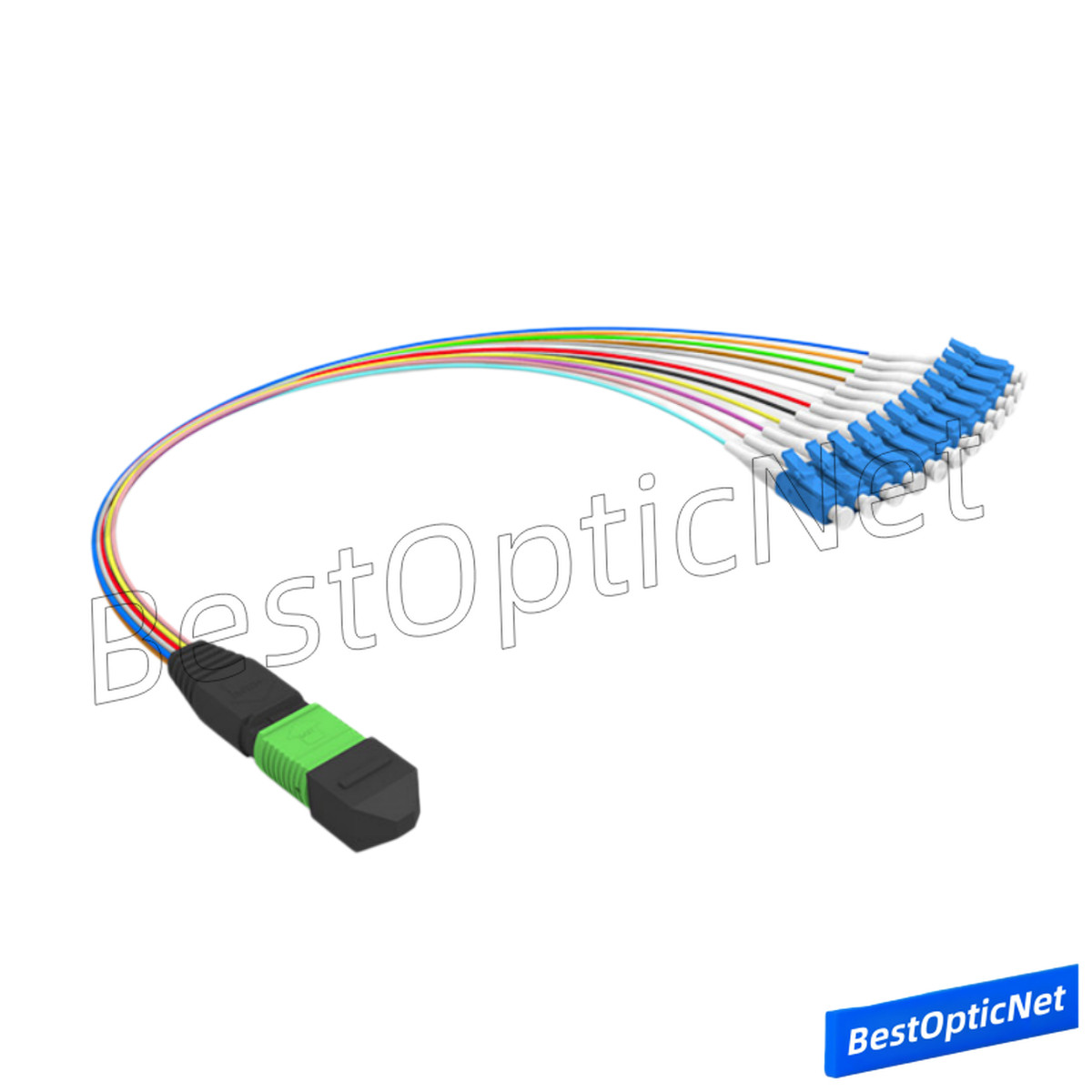 MPO Male to 12 LC SM 12 Core Branch Fiber Optical Patch Cord Cable MTP Cassette